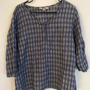 Flax 100% Linen Blue Women's Top Large Soft and comfortable